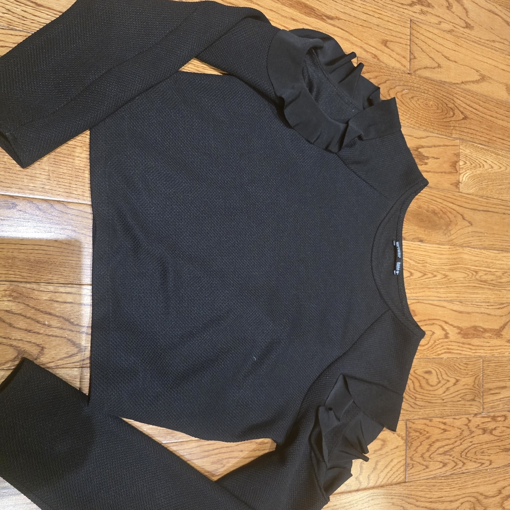 Zara Black Textured Knit Top